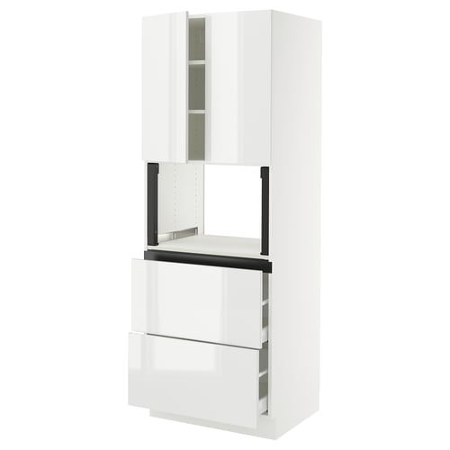 SEKTION / MAXIMERA Gabinete alto micro+2cajones/2prta, blanco/Ringhult blanco, 30x24x80 "