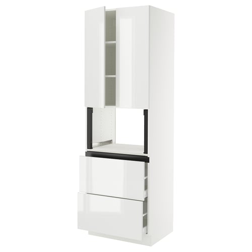 SEKTION / MAXIMERA Gabinete alto micro+2cajones/2prta, blanco/Ringhult blanco, 30x24x90 "