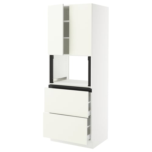 SEKTION / MAXIMERA Gabinete alto micro+2cajones/2prta, blanco/Vallstena blanco, 30x24x80 "
