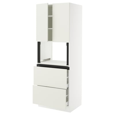 SEKTION / MAXIMERA Gabinete alto micro+2cajones/2prta, blanco/Veddinge blanco, 30x24x80 "