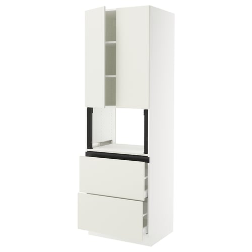SEKTION / MAXIMERA Gabinete alto micro+2cajones/2prta, blanco/Veddinge blanco, 30x24x90 "