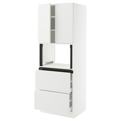 SEKTION / MAXIMERA Gabinete alto micro+2cajones/2prta, blanco/Voxtorp blanco mate, 30x24x80 "
