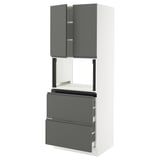 SEKTION / MAXIMERA Gabinete alto micro+2cajones/2prta, blanco/Voxtorp gris oscuro, 30x24x80 "