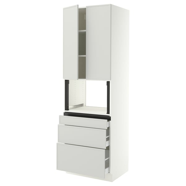SEKTION / MAXIMERA Gabinete alto micro+3 cjn/2 puertas, blanco/Aspudden gris claro, 30x24x90 "
