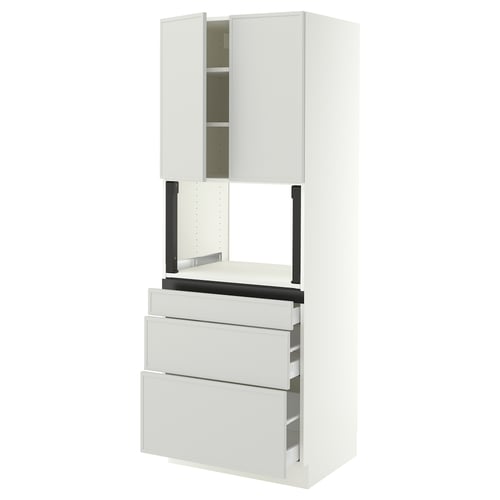SEKTION / MAXIMERA Gabinete alto micro+3 cjn/2 puertas, blanco/Aspudden gris claro, 30x24x80 "