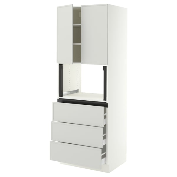 SEKTION / MAXIMERA Gabinete alto micro+3 cjn/2 puertas, blanco/Aspudden gris claro, 30x24x80 "