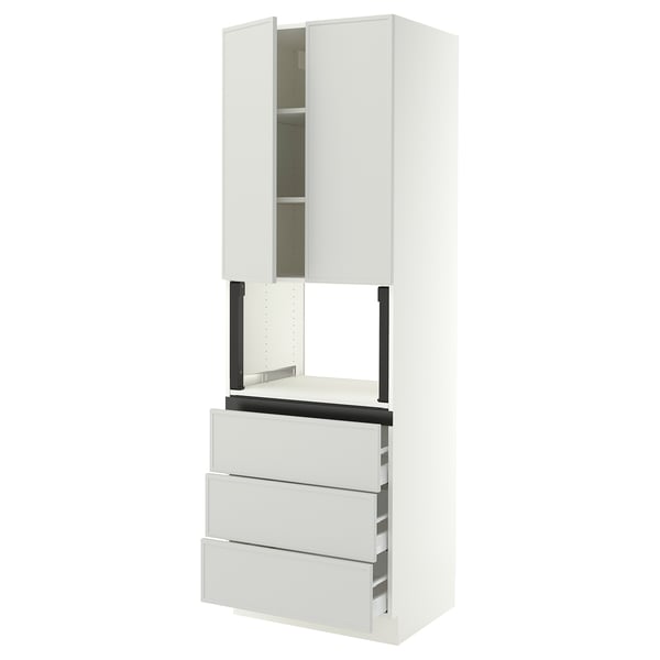 SEKTION / MAXIMERA Gabinete alto micro+3 cjn/2 puertas, blanco/Aspudden gris claro, 30x24x90 "
