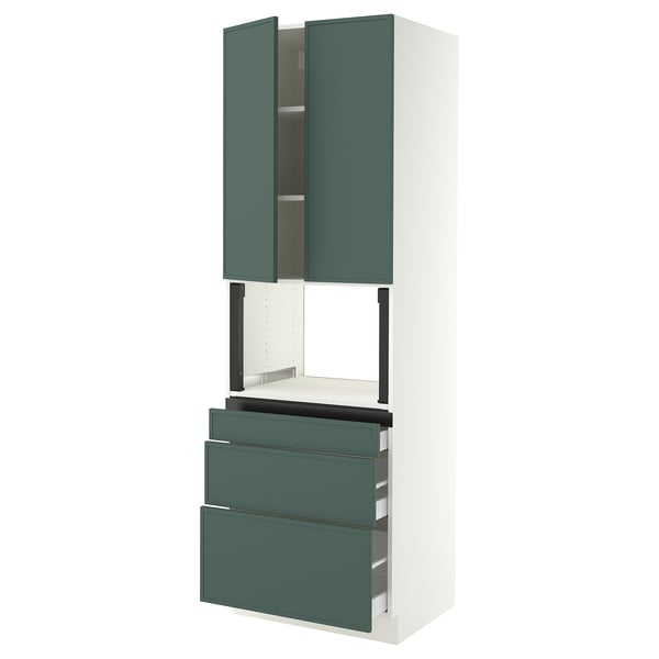 SEKTION / MAXIMERA Gabinete alto micro+3 cjn/2 puertas, blanco/Aspudden gris verdoso oscuro, 30x24x90 "