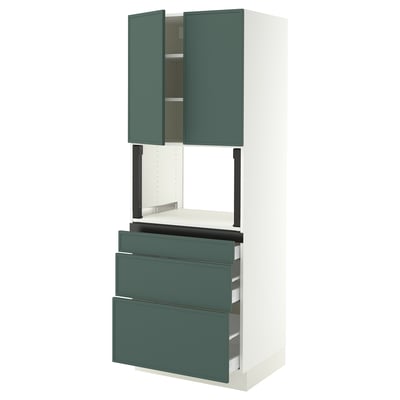 SEKTION / MAXIMERA Gabinete alto micro+3 cjn/2 puertas, blanco/Aspudden gris verdoso oscuro, 30x24x80 "