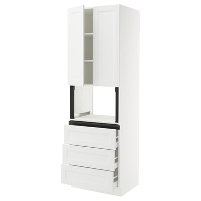 SEKTION / MAXIMERA Gabinete alto micro+3 cjn/2 puertas, blanco/Axstad blanco mate, 30x24x90 "