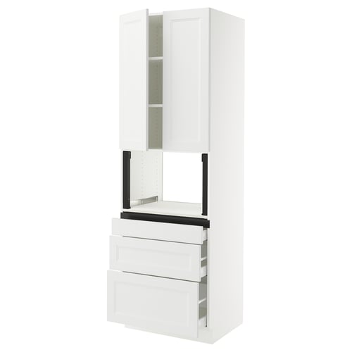SEKTION / MAXIMERA Gabinete alto micro+3 cjn/2 puertas, blanco/Axstad blanco mate, 30x24x90 "