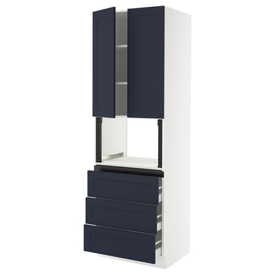 SEKTION / MAXIMERA Gabinete alto micro+3 cjn/2 puertas, blanco Axstad/mate azul, 30x24x90 "