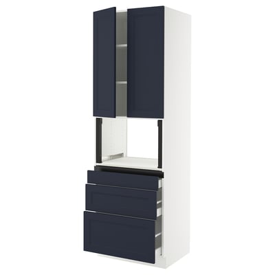 SEKTION / MAXIMERA Gabinete alto micro+3 cjn/2 puertas, blanco Axstad/mate azul, 30x24x90 "