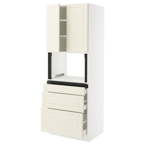 SEKTION / MAXIMERA Gabinete alto micro+3 cjn/2 puertas, blanco/Bodbyn color hueso, 30x24x80 "