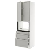 SEKTION / MAXIMERA Gabinete alto micro+3 cjn/2 puertas, blanco/Lerhyttan gris claro, 30x24x90 "