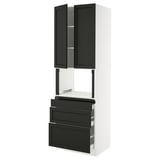 SEKTION / MAXIMERA Gabinete alto micro+3 cjn/2 puertas, blanco/Lerhyttan teñido en negro, 30x24x90 "