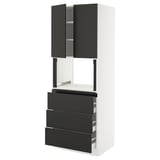 SEKTION / MAXIMERA Gabinete alto micro+3 cjn/2 puertas, blanco/Nickebo antracita mate, 30x24x80 "
