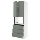 SEKTION / MAXIMERA Gabinete alto micro+3 cjn/2 puertas, blanco/Nickebo verde grisáceo mate, 30x24x90 "