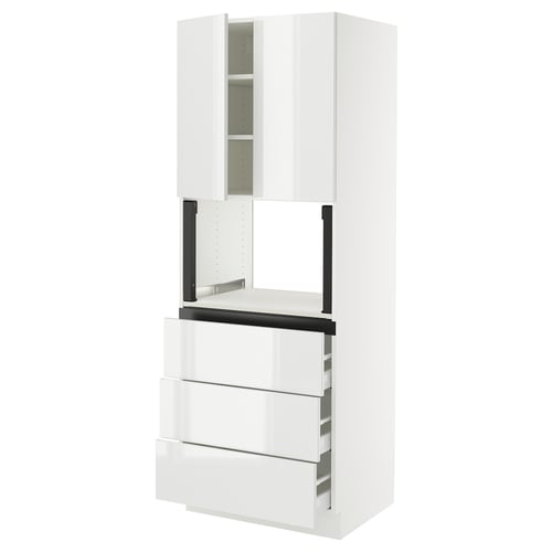 SEKTION / MAXIMERA Gabinete alto micro+3 cjn/2 puertas, blanco/Ringhult blanco, 30x24x80 "