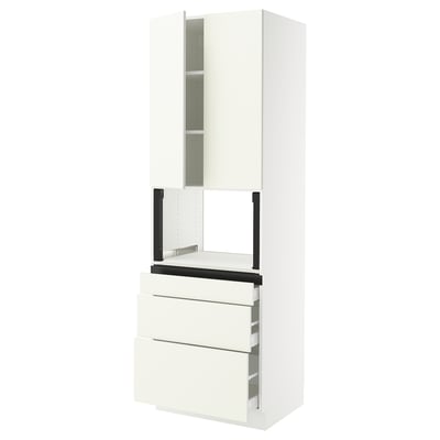 SEKTION / MAXIMERA Gabinete alto micro+3 cjn/2 puertas, blanco/Vallstena blanco, 30x24x90 "