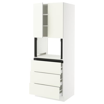 SEKTION / MAXIMERA Gabinete alto micro+3 cjn/2 puertas, blanco/Vallstena blanco, 30x24x80 "