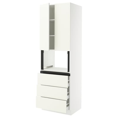 SEKTION / MAXIMERA Gabinete alto micro+3 cjn/2 puertas, blanco/Vallstena blanco, 30x24x90 "