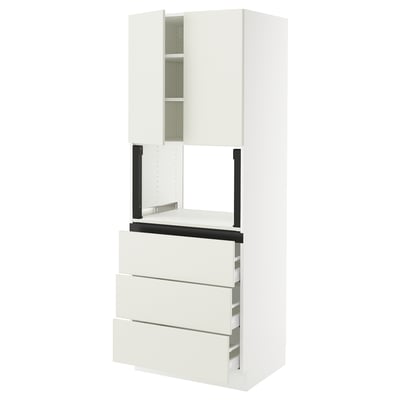 SEKTION / MAXIMERA Gabinete alto micro+3 cjn/2 puertas, blanco/Veddinge blanco, 30x24x80 "