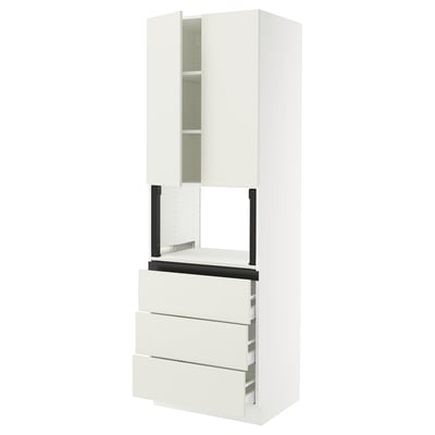 SEKTION / MAXIMERA Gabinete alto micro+3 cjn/2 puertas, blanco/Veddinge blanco, 30x24x90 "