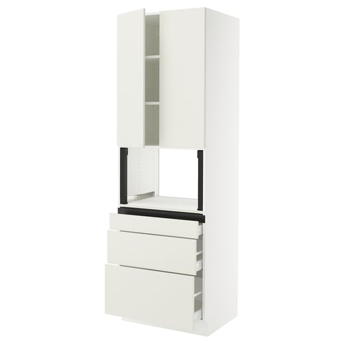 SEKTION / MAXIMERA Gabinete alto micro+3 cjn/2 puertas, blanco/Veddinge blanco, 30x24x90 "