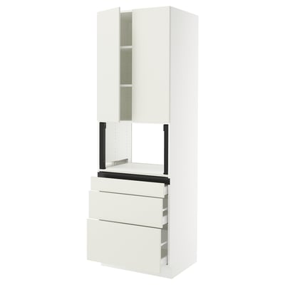 SEKTION / MAXIMERA Gabinete alto micro+3 cjn/2 puertas, blanco/Veddinge blanco, 30x24x90 "