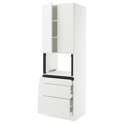 SEKTION / MAXIMERA Gabinete alto micro+3 cjn/2 puertas, blanco/Voxtorp blanco mate, 30x24x90 "