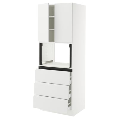 SEKTION / MAXIMERA Gabinete alto micro+3 cjn/2 puertas, blanco/Voxtorp blanco mate, 30x24x80 "