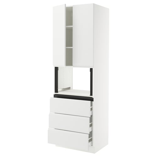 SEKTION / MAXIMERA Gabinete alto micro+3 cjn/2 puertas, blanco/Voxtorp blanco mate, 30x24x90 "