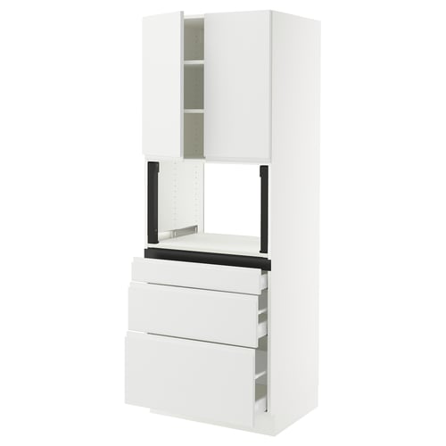 SEKTION / MAXIMERA Gabinete alto micro+3 cjn/2 puertas, blanco/Voxtorp blanco mate, 30x24x80 "