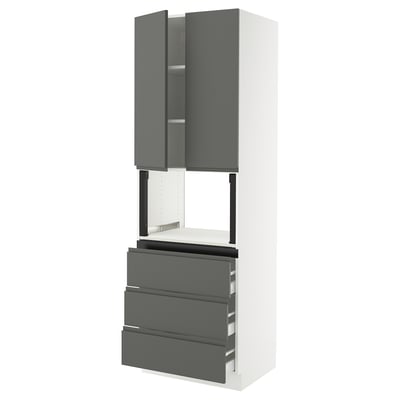 SEKTION / MAXIMERA Gabinete alto micro+3 cjn/2 puertas, blanco/Voxtorp gris oscuro, 30x24x90 "