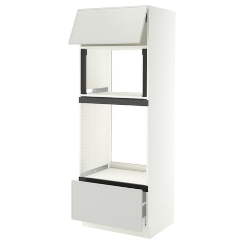 SEKTION / MAXIMERA Gabinete alto micro/horno+cajón/pt, blanco/Aspudden gris claro, 30x24x80 "