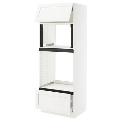 SEKTION / MAXIMERA Gabinete alto micro/horno+cajón/pt, blanco Enköping/blanco efecto madera, 30x24x80 "
