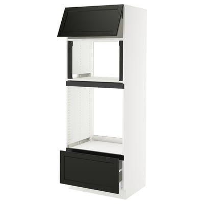 SEKTION / MAXIMERA Gabinete alto micro/horno+cajón/pt, blanco/Lerhyttan teñido en negro, 30x24x80 "