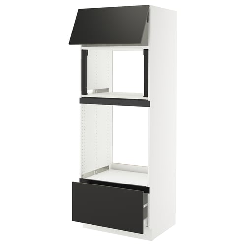 SEKTION / MAXIMERA Gabinete alto micro/horno+cajón/pt, blanco/Nickebo antracita mate, 30x24x80 "