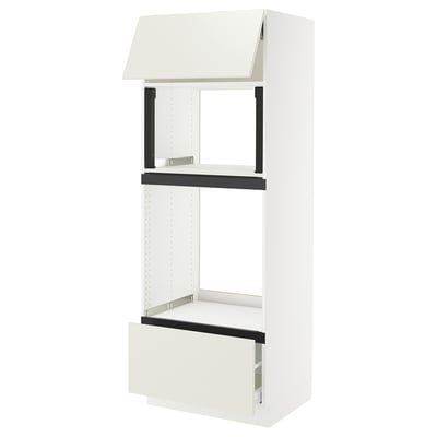 SEKTION / MAXIMERA Gabinete alto micro/horno+cajón/pt, blanco/Veddinge blanco, 30x24x80 "