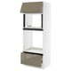 SEKTION / MAXIMERA Gabinete alto micro/hrn+cjn/pt+appr, blanco/Voxtorp marrón grisáceo oscuro alto brillo, 30x24x80 "