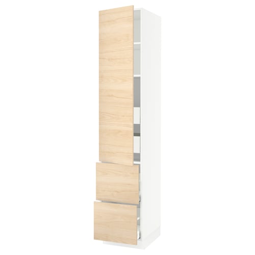 SEKTION / MAXIMERA Gabinete alto+prta/2 frentes/4 cjn, blanco/Askersund efecto de fresno claro, 18x24x90 "