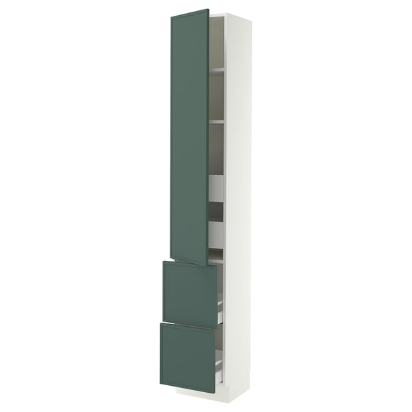SEKTION / MAXIMERA Gabinete alto+prta/2 frentes/4 cjn, blanco/Aspudden gris verdoso oscuro, 15x15x90 "