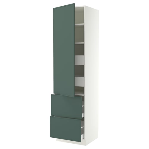 SEKTION / MAXIMERA Gabinete alto+prta/2 frentes/4 cjn, blanco/Aspudden gris verdoso oscuro, 24x24x90 "