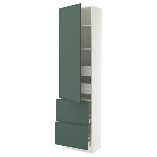 SEKTION / MAXIMERA Gabinete alto+prta/2 frentes/4 cjn, blanco/Aspudden gris verdoso oscuro, 24x15x90 "