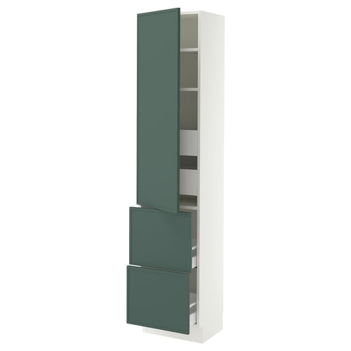 SEKTION / MAXIMERA Gabinete alto+prta/2 frentes/4 cjn, blanco/Aspudden gris verdoso oscuro, 18x15x80 "
