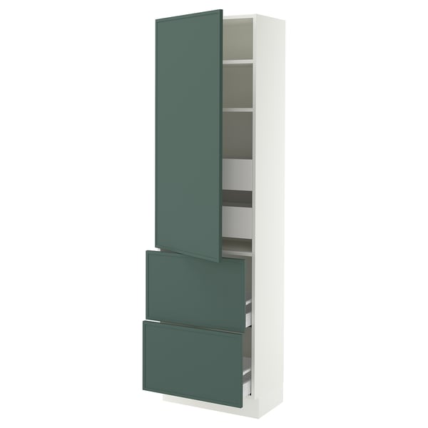 SEKTION / MAXIMERA Gabinete alto+prta/2 frentes/4 cjn, blanco/Aspudden gris verdoso oscuro, 24x15x80 "