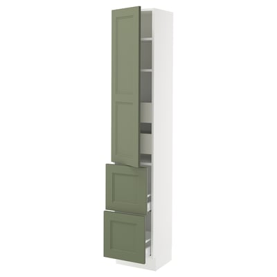 SEKTION / MAXIMERA Gabinete alto+prta/2 frentes/4 cjn, blanco/Axstad gris-verde, 15x15x80 "