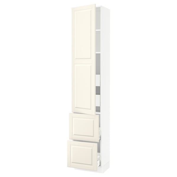SEKTION / MAXIMERA Gabinete alto+prta/2 frentes/4 cjn, blanco/Bodbyn color hueso, 18x15x90 "