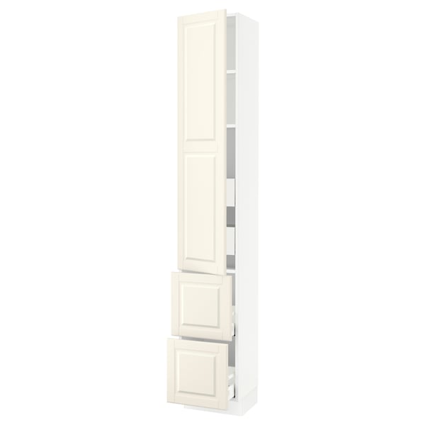 SEKTION / MAXIMERA Gabinete alto+prta/2 frentes/4 cjn, blanco/Bodbyn color hueso, 15x15x90 "